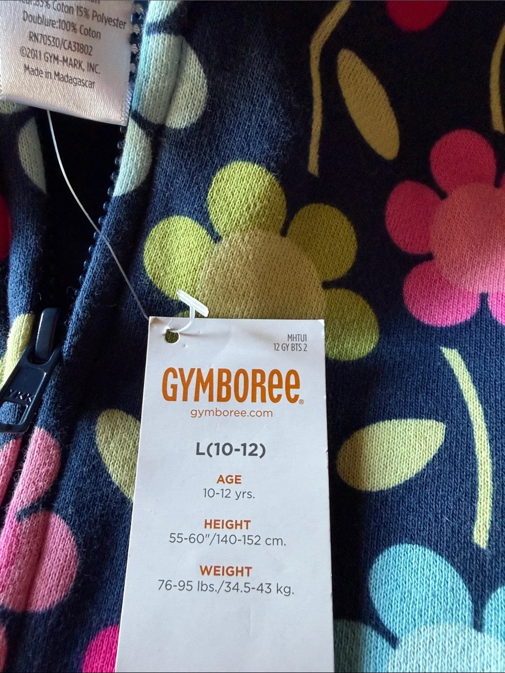 NWT Gymboree Full Zip Up Floral Hoodie Jacket